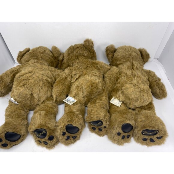 Lot 3 Build A Bear Bearemy Plush Bears 16in Faux Leather Pads Stuffed Animals - Picture 4 of 4